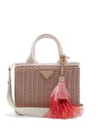 Matchesfashion.com Prada - Canvas And Wicker Bag - Womens - Pink Multi