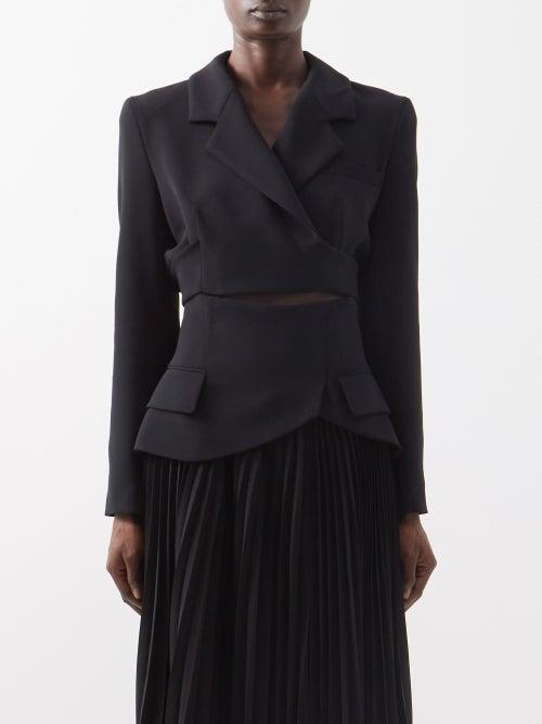 A.w.a.k.e. Mode - Cropped Crepe Jacket - Womens - Black