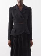 A.w.a.k.e. Mode - Cropped Crepe Jacket - Womens - Black