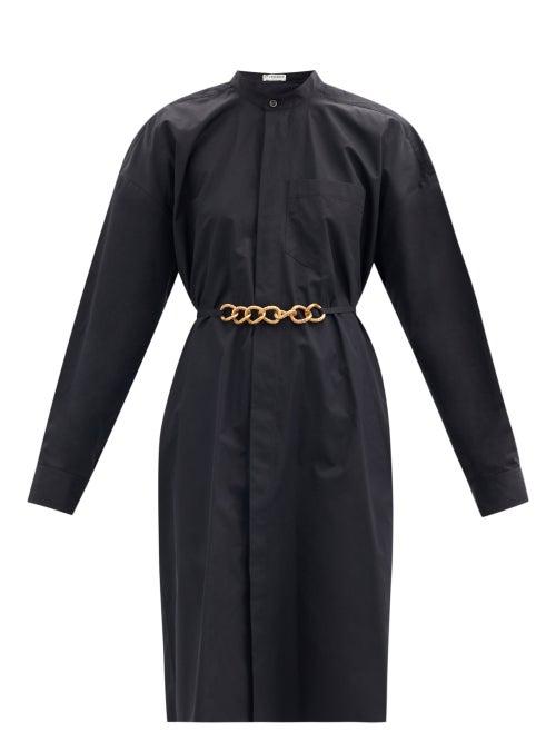 Matchesfashion.com Givenchy - Chain-waist Cotton-poplin Shirt Dress - Womens - Black