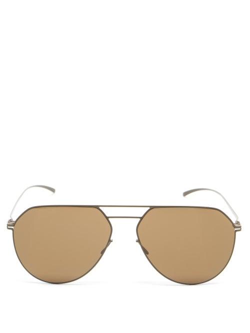 Matchesfashion.com Mykita - X Maison Margiela Aviator Metal Sunglasses - Mens - Green
