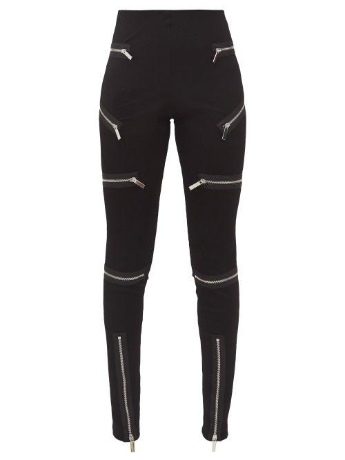 Christopher Kane - Zipped Ribbed-jersey Leggings - Womens - Black