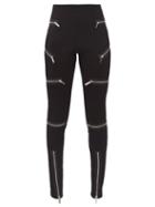 Christopher Kane - Zipped Ribbed-jersey Leggings - Womens - Black