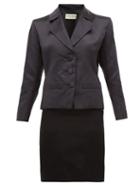 Matchesfashion.com William Vintage - Ysl Haute Couture Satin Skirt And Blazer - Womens - Black