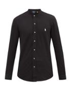 Matchesfashion.com Polo Ralph Lauren - Collarless Embroidered-logo Cotton-piqu Shirt - Mens - Black