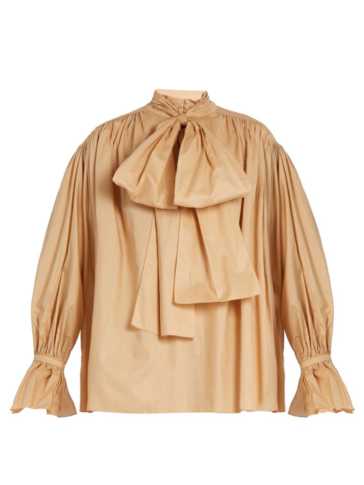 Vika Gazinskaya Tie-neck Cotton-poplin Blouse