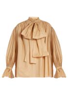 Vika Gazinskaya Tie-neck Cotton-poplin Blouse