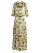 Adriana Iglesias Paulina Tropical-print Stretch-silk Gown