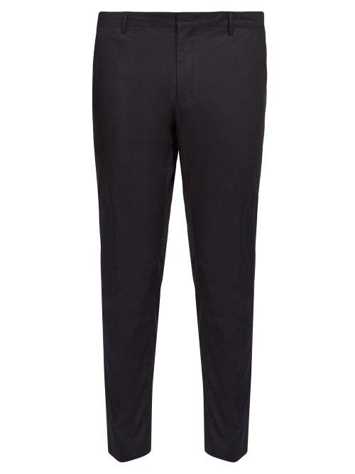 Matchesfashion.com Prada - Tapered Leg Cotton Blend Trousers - Mens - Blue Multi