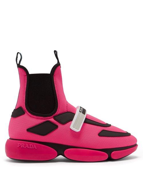 Matchesfashion.com Prada - Cloudbust High Top Mesh Trainers - Womens - Pink