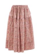 Horror Vacui - Hansi Emma & Georgina-print Cotton Midi Skirt - Womens - Red Multi