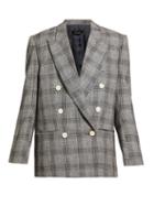 Matchesfashion.com Isabel Marant - Deagan Checked Exaggerated Shoulder Wool Blazer - Womens - Dark Grey