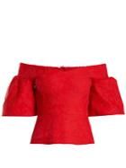Emilio De La Morena Bianca Off-the-shoulder Cotton-blend Lace Top