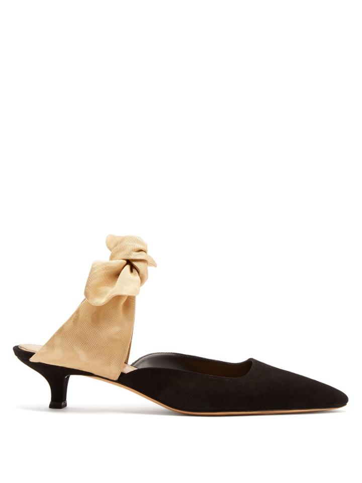 The Row Coco Sahara Silk-bow Toe Suede Mules
