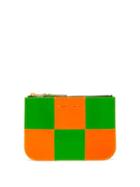 Ladies Bags Comme Des Garons Wallet - Checkerboard Leather Pouch - Womens - Orange Multi