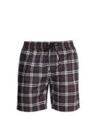 Matchesfashion.com Burberry - Check Print Swim Shorts - Mens - Navy Multi