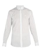Givenchy Monogram-embroidered Pinstriped Cotton-blend Shirt