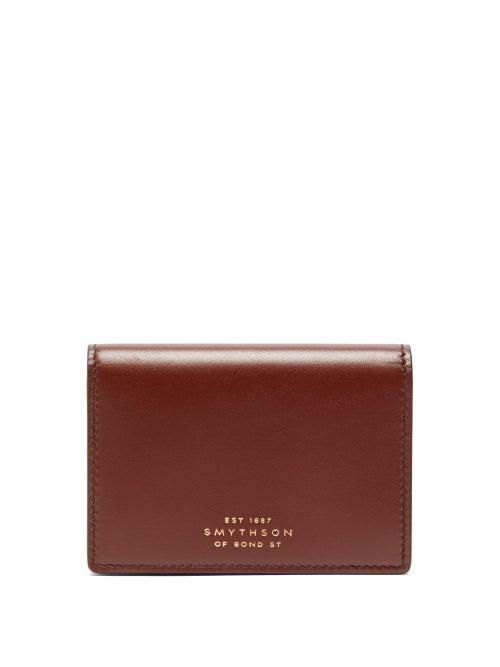 Matchesfashion.com Smythson - Foiled Logo Bellowed Leather Wallet - Mens - Brown