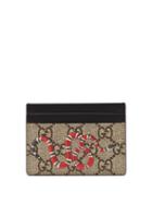Gucci - Snake-print Gg-jacquard And Leather Cardholder - Mens - Brown Multi