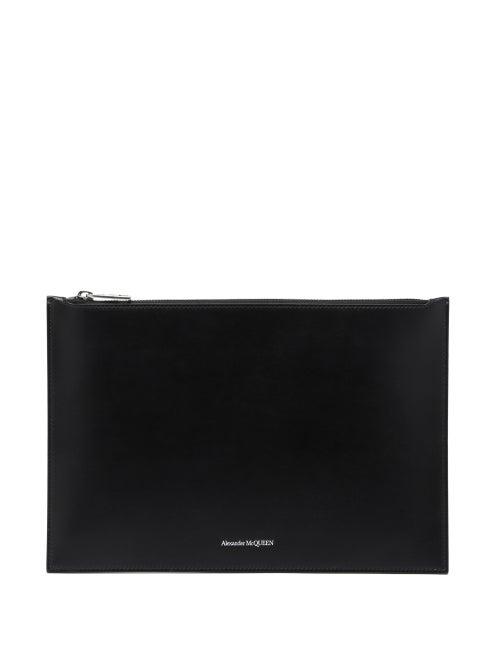 Mens Bags Alexander Mcqueen - Foiled-logo Leather Pouch - Mens - Black