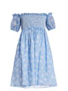 Miu Miu Off-the-shoulder Floral-print Gauze Mini Dress
