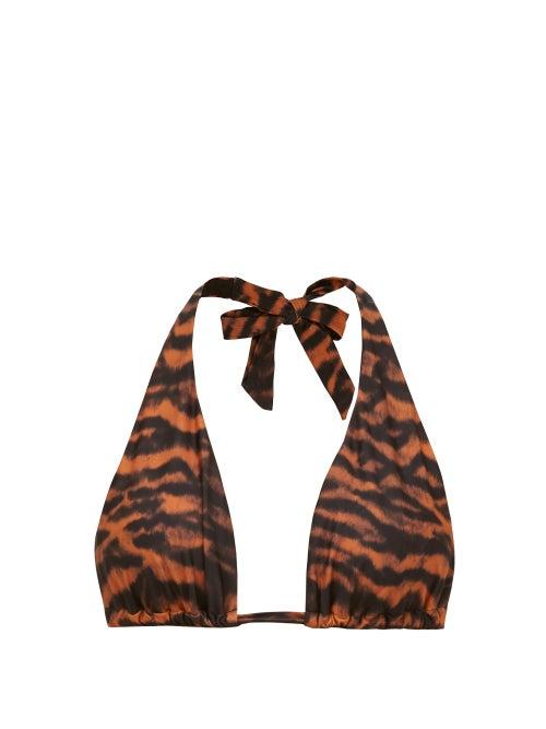 Matchesfashion.com The Upside - Adriana Tiger-print Halterneck Bikini Top - Womens - Animal