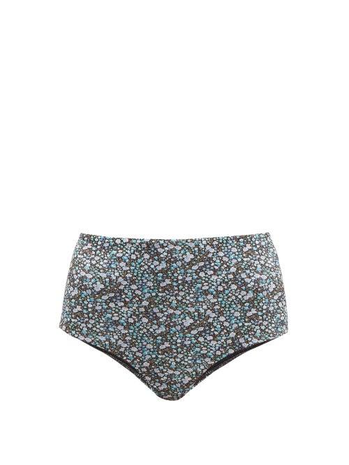Matchesfashion.com Matteau - High Rise Floral Print Bikini Briefs - Womens - Blue Print