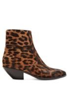 Matchesfashion.com Saint Laurent - West Leopard Print Calf Hair Boots - Womens - Leopard