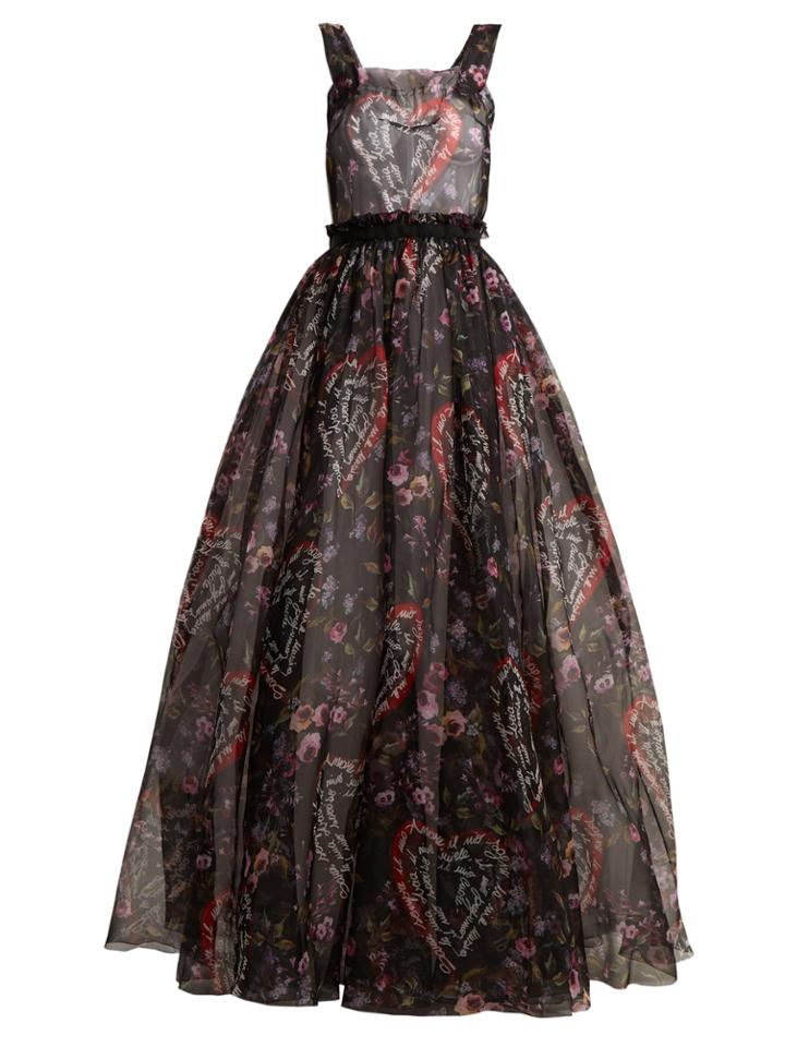 Dolce & Gabbana Graphic Floral-print Organza-silk Gown