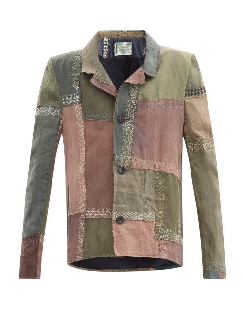 By Walid - Max Patchworked Cotton Jacket - Mens - Brown Multi