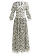 Matchesfashion.com Shrimps - Floral Cotton Blend Chantilly Lace Dress - Womens - Black Multi