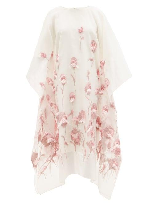 Matchesfashion.com Taller Marmo - Giardino Floral-jacquard Kaftan Dress - Womens - White Multi