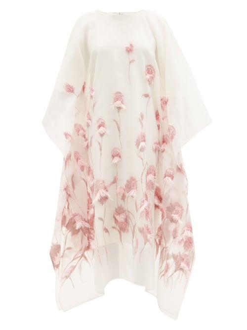 Matchesfashion.com Taller Marmo - Giardino Floral-jacquard Kaftan Dress - Womens - White Multi