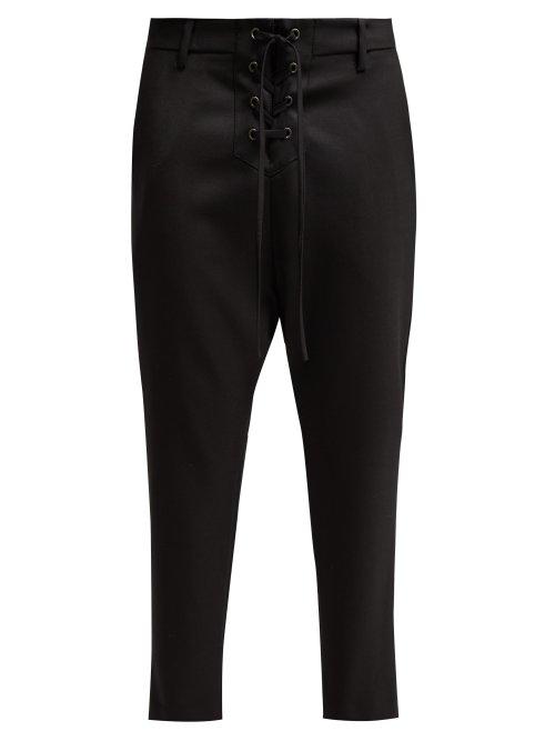 Matchesfashion.com Nili Lotan - Paris Mid Rise Lace Up Wool Trousers - Womens - Black