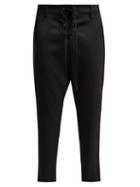 Matchesfashion.com Nili Lotan - Paris Mid Rise Lace Up Wool Trousers - Womens - Black