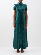 Staud - Ilana Back-bow Sequinned Tulle Gown - Womens - Emerald