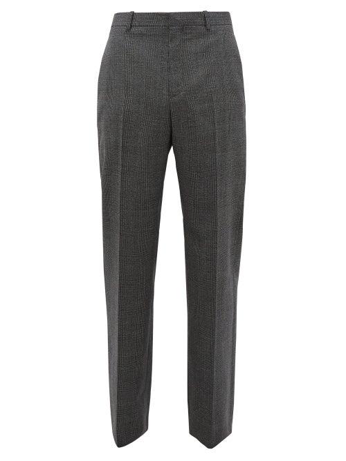 Matchesfashion.com Balenciaga - Prince Of Wales Check Wool Slim Leg Trousers - Mens - Grey