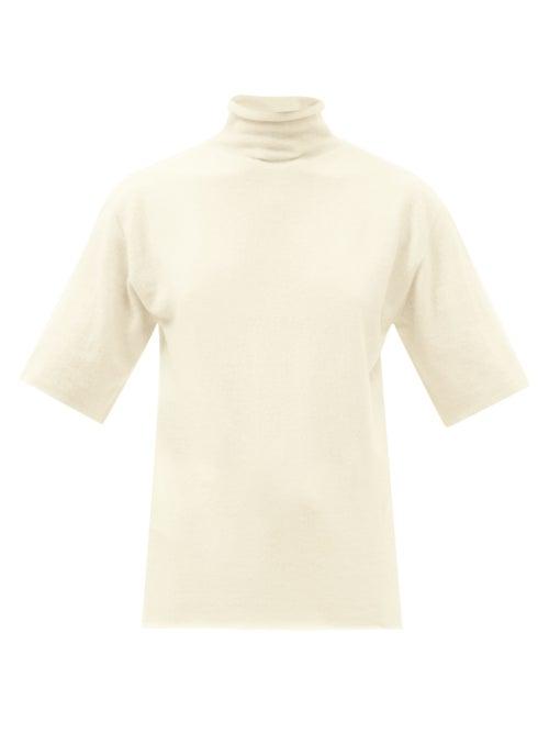 Jil Sander - Roll-neck Short-sleeved Cashmere Sweater - Womens - Cream