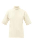 Jil Sander - Roll-neck Short-sleeved Cashmere Sweater - Womens - Cream