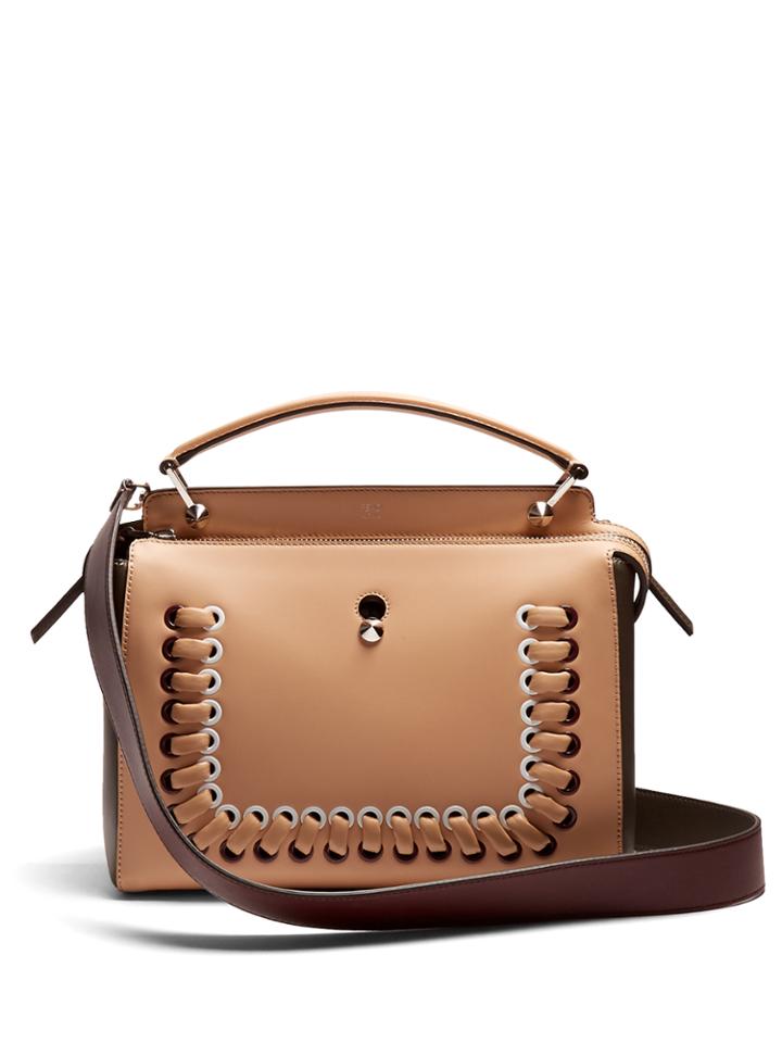Fendi Dotcom Bi-colour Whipstitch Leather Bag