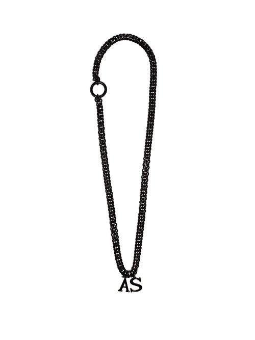 Matchesfashion.com Art School - Logo-pendant Wheat-chain Necklace - Womens - Black