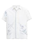 Matchesfashion.com Bode - Mountain Tableau Embroidered Cotton Bowling Shirt - Mens - Blue White