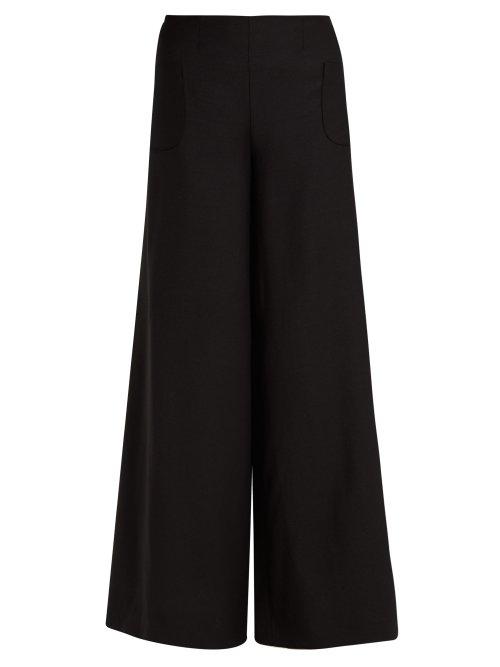 Matchesfashion.com Osman - Ulyia Wool Palazzo Trousers - Womens - Black