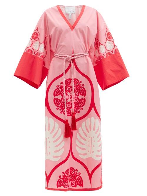 Matchesfashion.com Hester Bly - Orah Huhulu Belted Cotton-poplin Kaftan - Womens - Pink