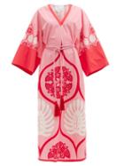 Matchesfashion.com Hester Bly - Orah Huhulu Belted Cotton-poplin Kaftan - Womens - Pink