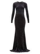 Matchesfashion.com Balenciaga - Fishtail Hem Crushed Velvet Dress - Womens - Black
