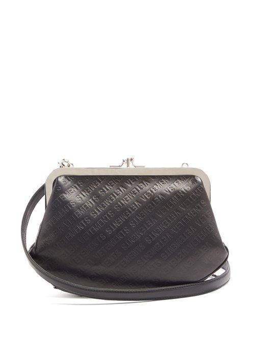 Matchesfashion.com Vetements - Granny Logo Debossed Leather Cross Body Bag - Womens - Black