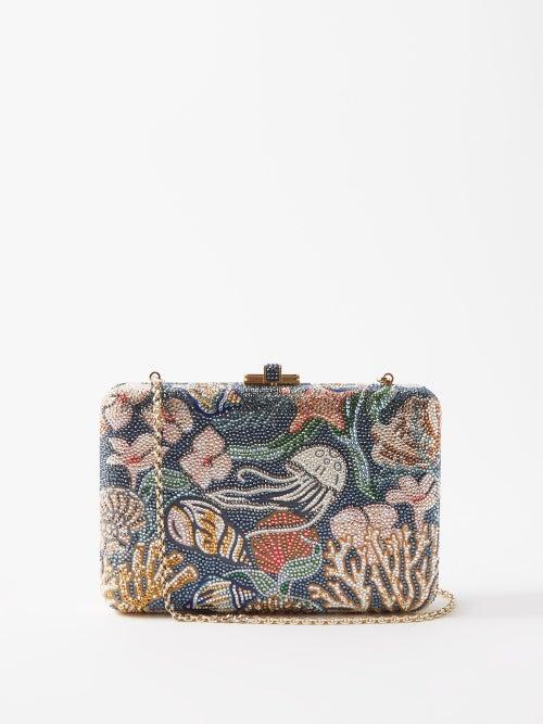 Judith Leiber - Tidal Pool Crystal-embellished Clutch - Womens - Blue Multi
