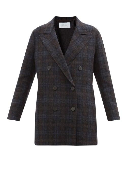 Harris Wharf London - Check Felted Wool-blend Peacoat - Womens - Navy Multi