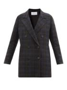 Harris Wharf London - Check Felted Wool-blend Peacoat - Womens - Navy Multi